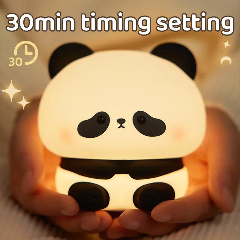 Adorable Panda LED Night Light: Perfect Touch Lamp for Kids' Bedrooms! USB Rechargeable & Silicon Soft Glow for Sweet Dreams! 🐼💡✨