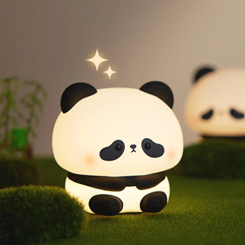 Adorable Panda LED Night Light: Perfect Touch Lamp for Kids' Bedrooms! USB Rechargeable & Silicon Soft Glow for Sweet Dreams! 🐼💡✨