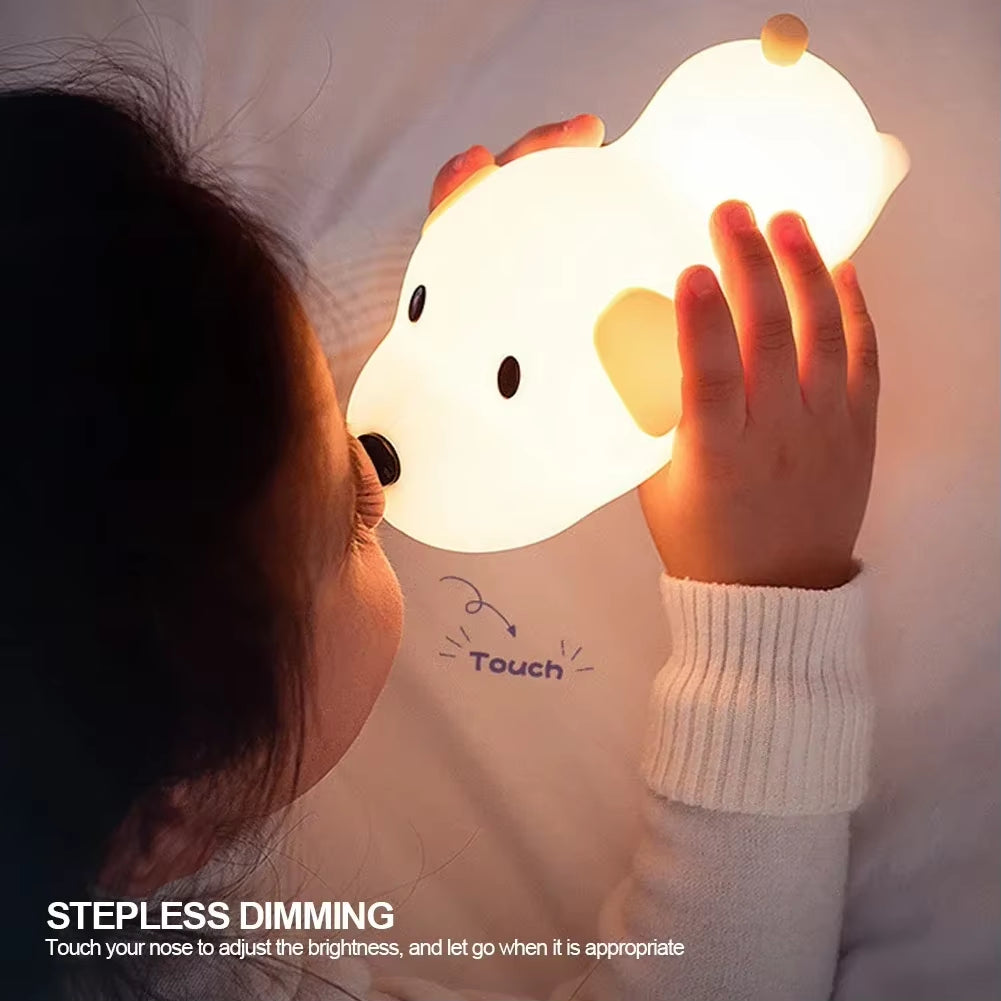 Adorable Silicone Puppy Night Light - Perfect for Kids' Bedrooms and Holiday Gifts! 🌙🐾✨
