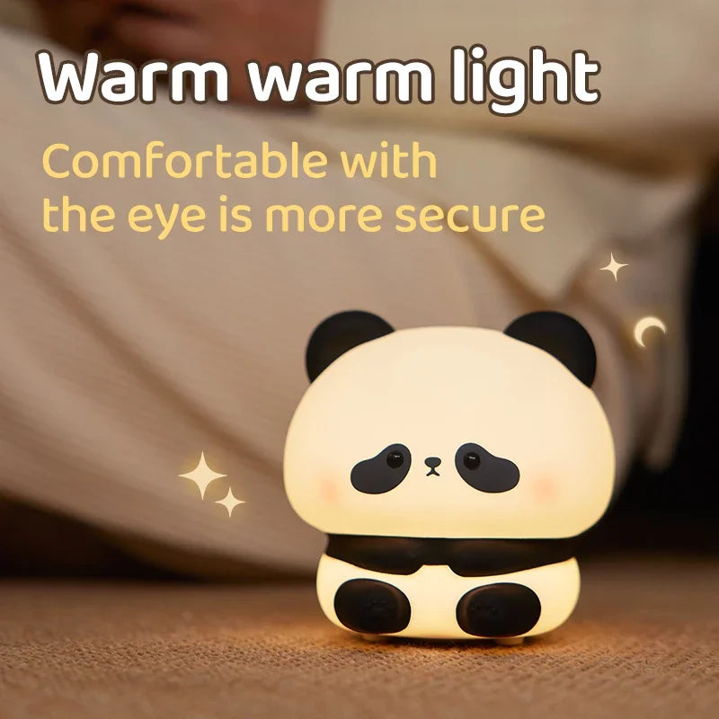 Adorable Panda LED Night Light: Perfect Touch Lamp for Kids' Bedrooms! USB Rechargeable & Silicon Soft Glow for Sweet Dreams! 🐼💡✨