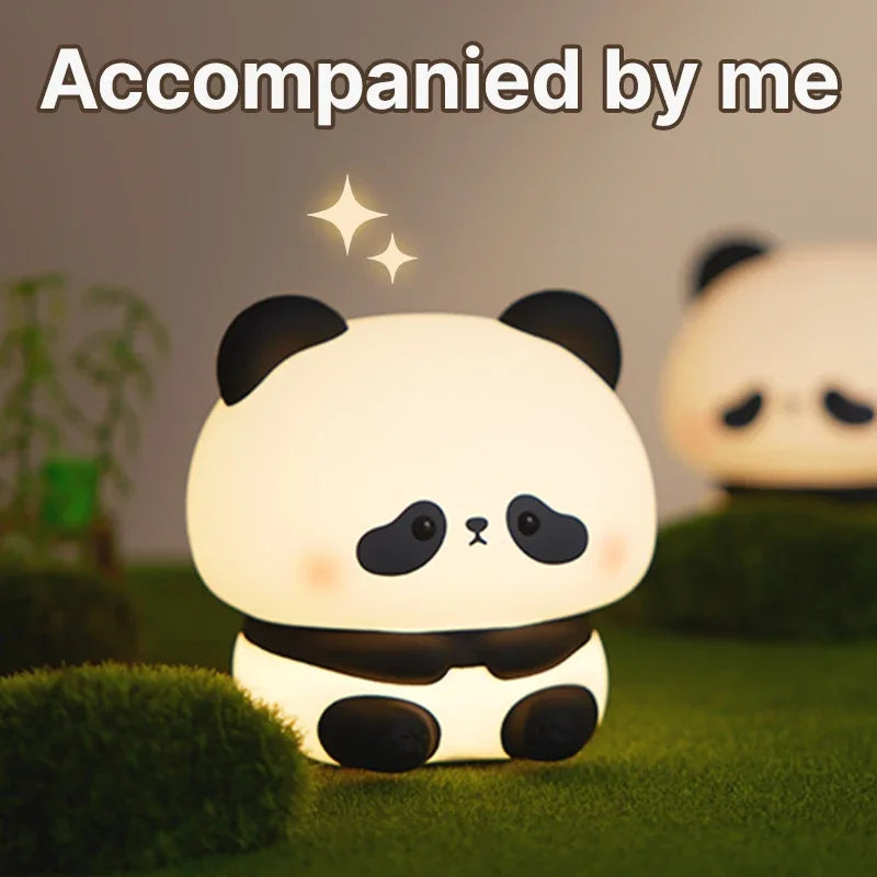 Adorable Panda LED Night Light: Perfect Touch Lamp for Kids' Bedrooms! USB Rechargeable & Silicon Soft Glow for Sweet Dreams! 🐼💡✨