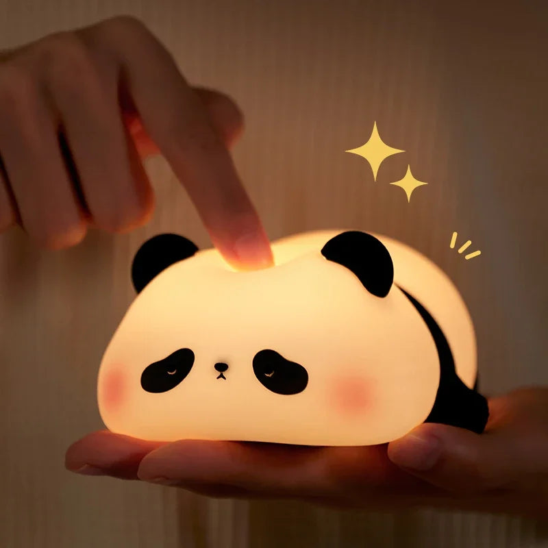Adorable Panda LED Night Light: Perfect Touch Lamp for Kids' Bedrooms! USB Rechargeable & Silicon Soft Glow for Sweet Dreams! 🐼💡✨