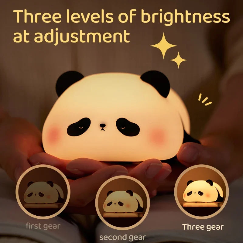 Adorable Panda LED Night Light: Perfect Touch Lamp for Kids' Bedrooms! USB Rechargeable & Silicon Soft Glow for Sweet Dreams! 🐼💡✨