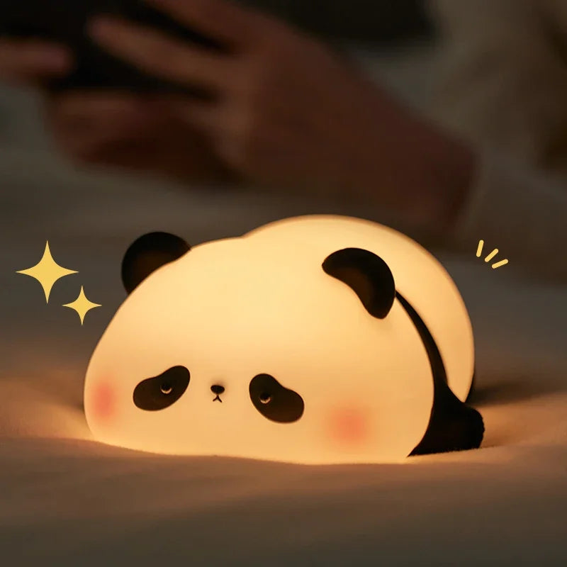 Adorable Panda LED Night Light: Perfect Touch Lamp for Kids' Bedrooms! USB Rechargeable & Silicon Soft Glow for Sweet Dreams! 🐼💡✨